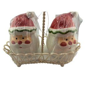 New Santa Claus Christmas Salt Pepper Shakers Wire Basket Holiday 2006 Target